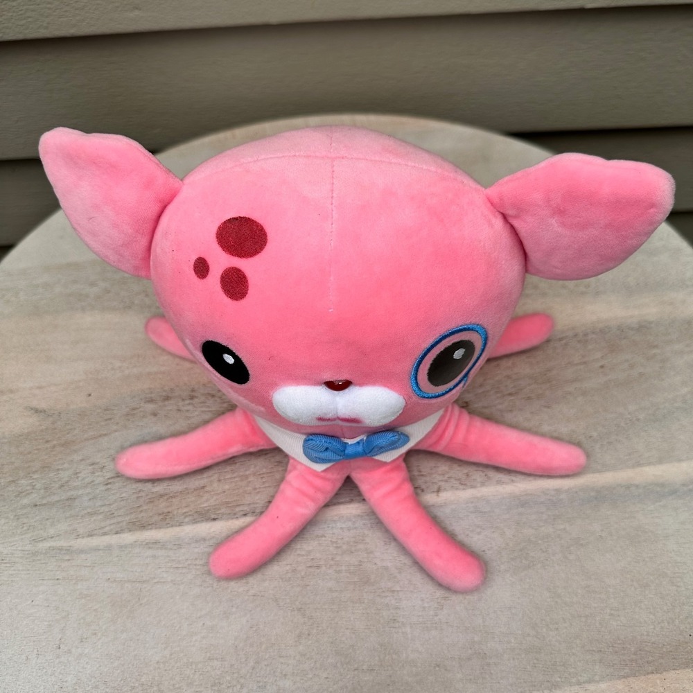 Cute Pink Octopus Plush Deer Ears Bow Tie Monocle Stuffed Animal Kawaii Toy